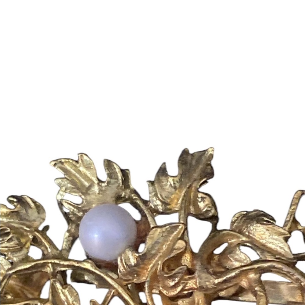 Vintage Gold Tree Brooch with Pearl Accent - Picture 3 of 5